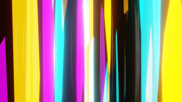 Abstract Animation of Colored Neon Moving Stripes on Black Background
