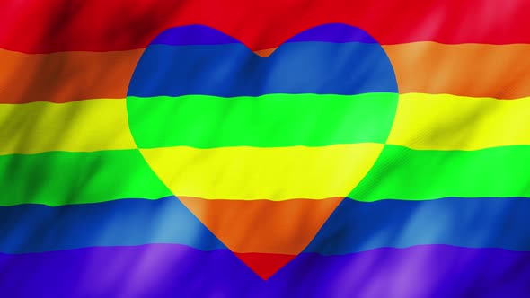 4k Rainbow Flag with Heart