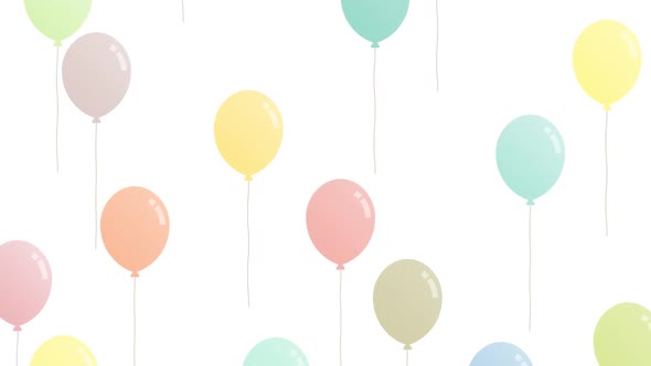 Animation of colorful balloons rising