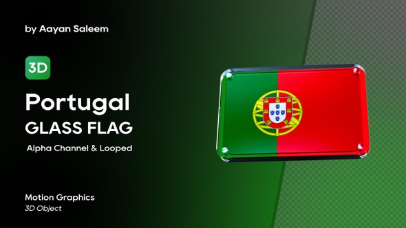 Portugal Flag 3D Glass Badge alt