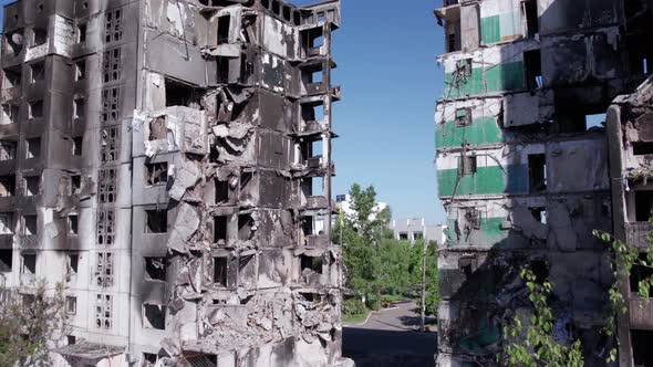 Borodyanka Ukraine  a Destroyed Building During the War Bucha District alt