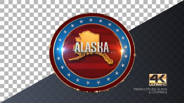 Alaska United States of America State Map with Flag 4K