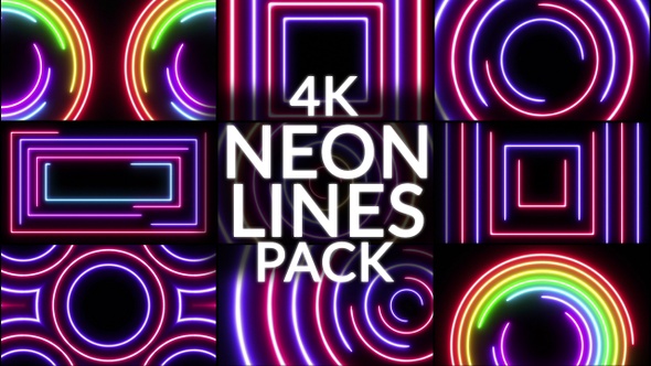 4k Colored Neon Lines Pack