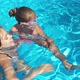 Two Girls in Bright Bikinis are Playing Together in a Pool with Blue Water on a Summer Day on a - VideoHive Item for Sale