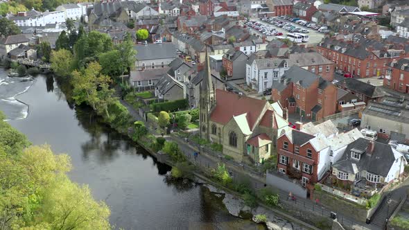 Old Church and River in Llangollen Wales alt