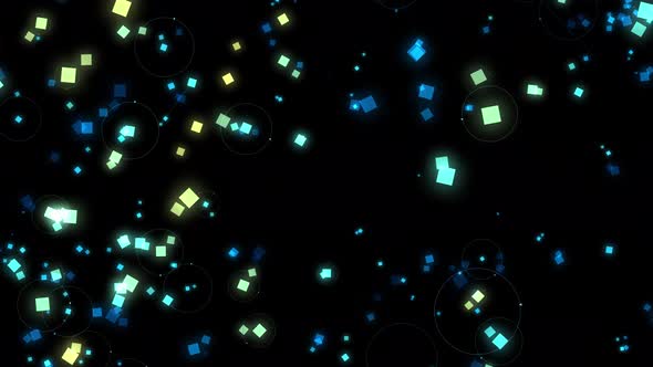 4k animated background of animated colored squares of different shapes