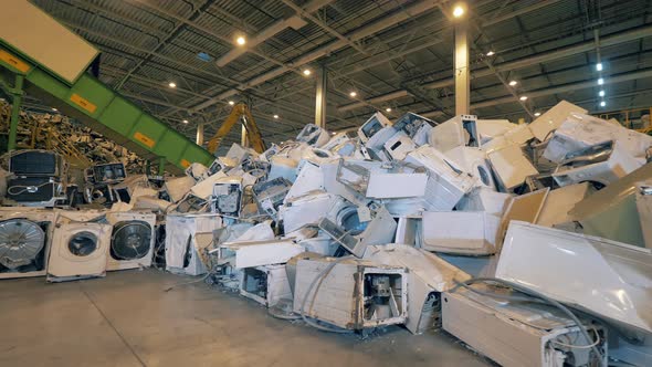 Disposed Washing Machines at Recycling Factory alt