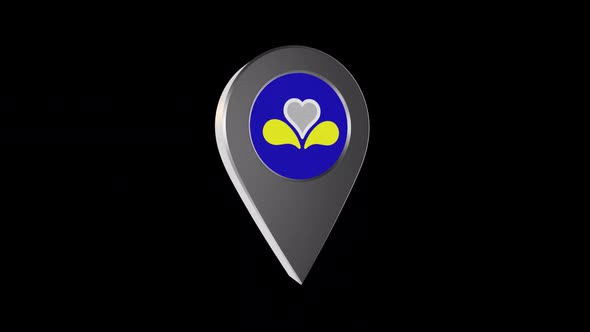 3d Animation Map Navigation Pointer With Flag Of Brussels ( Belgium) With Alpha Channel - 2K alt