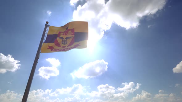 St. Paul City Flag / Saint Paul City Flag (Minnesota) on a Flagpole V4 - 4K alt