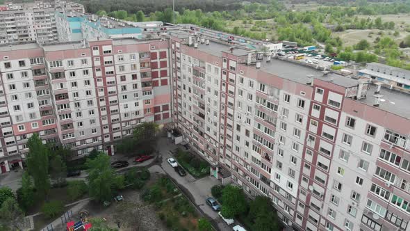 Residential Blocks of High Rise Apartment Buildings at a Sleeping Area of City, Aerial View alt