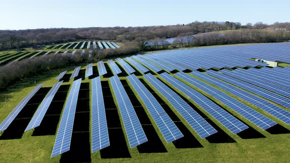 Aerial View of Solar Farm Drone