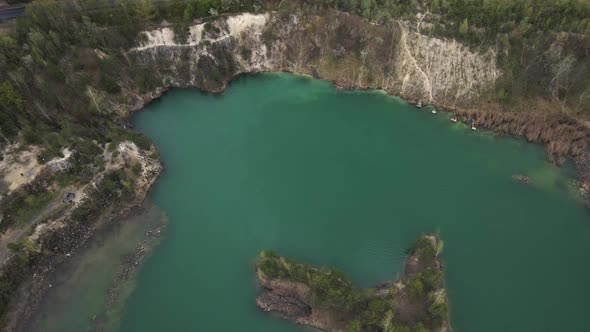 Aerial drone view Basalt columns Amazing industrial landscape alt