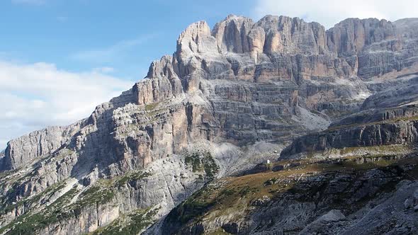 View of the mountain peaks Brenta Dolomites. Trentino, Italy