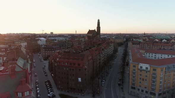 Stockholm City Church Aerial Drone View