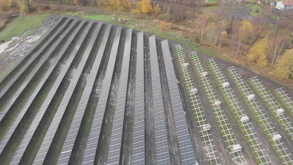 Renewable Alternative Energy Solar Energy Construction Site  Pull Back Aerial