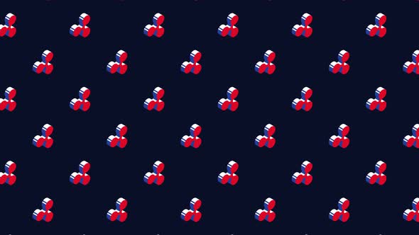 Ripple isometric symbols animated pattern on a dark background. Seamless loop animated pattern alt