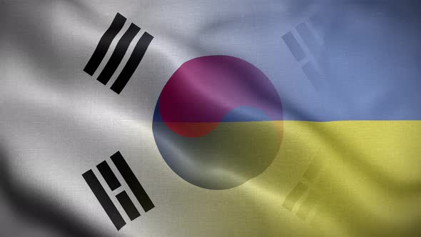 Ukraine Korea South Flag Loop Background 4K
