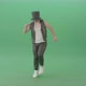 Man In Black Busines Cylinder Hat Dancing And Jumping In Shuffle Dance Isolated On Green Screen - VideoHive Item for Sale