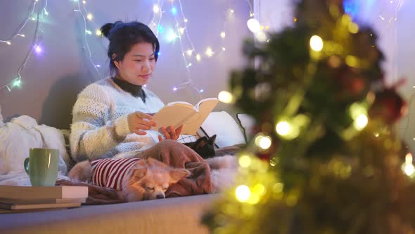 happiness christmas holiday with asian female casual sweater alt