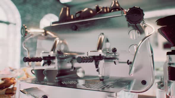 Closeup of Espresso Coffee Machine alt