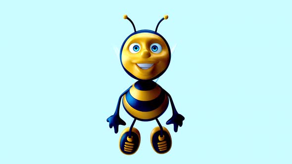 4K cartoon animation of a fun Bee with alpha channel included alt