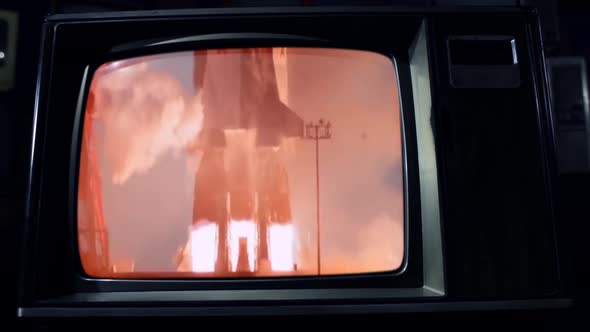 Apollo 11 Launch on a Retro TV Set. alt