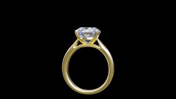 3d Animation Presentation Of A Gold Ring With A Diamond
