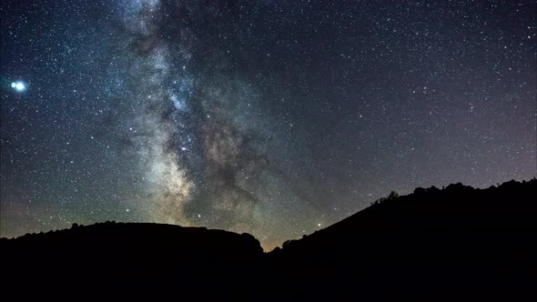 Milky way over mountains in Spain, video time lapse