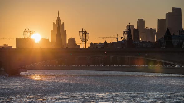 beautiful spring sunset in Moscow