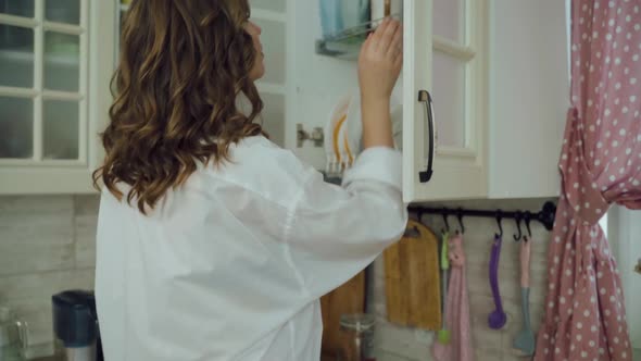 Beautiful Young Woman Home Kitchen alt