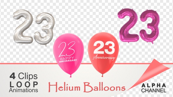 23 Anniversary Celebration Helium Balloons Pack