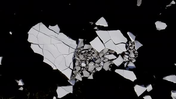 Aerial view of river and lake with iceberg floating on the water alt