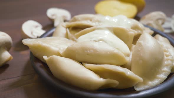 Potato Dumplings. Dumplings with Sour Cream. alt