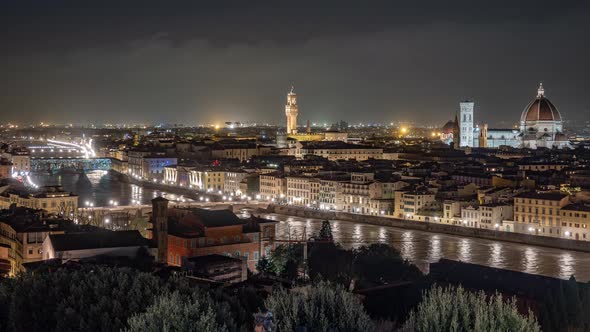 Florence, Italy, Timelapse  - Florence at Night