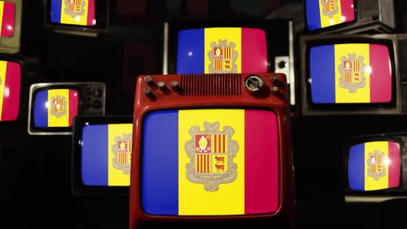 The flag of Andorra and Retro TVs. alt