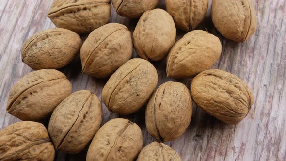many organic walnuts close up