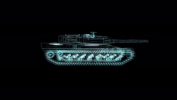 3D Seamless Loop Tank Hologram Wireframe
