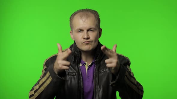 Man Pointing Finger Gun Gesture, Shooting with Hand Pistol. Sale, Black Friday, Discounts Concept alt