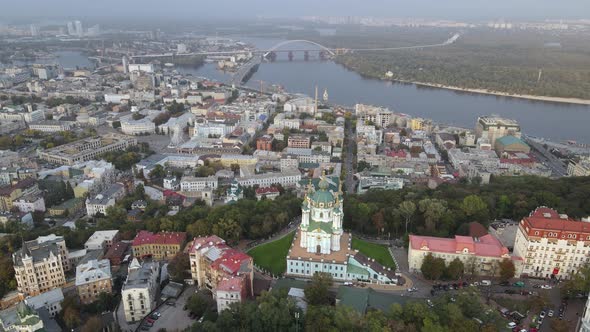 Cityscape of Kyiv, Ukraine. Aerial View, Slow Motion alt