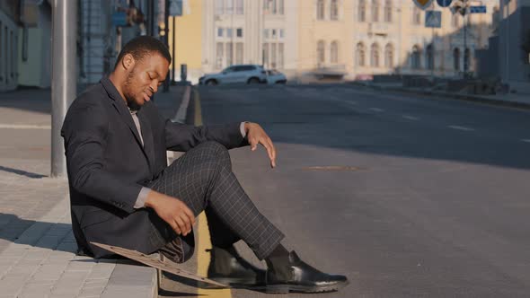 Young Black Student Hopeless Unemployment Because of Discrimination Desperate Sad Frustrated alt