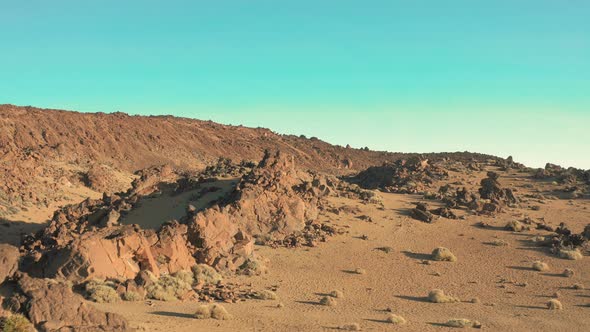 the Martian Landscape. Smooth Flight Over the Desert Area of Another Planet alt