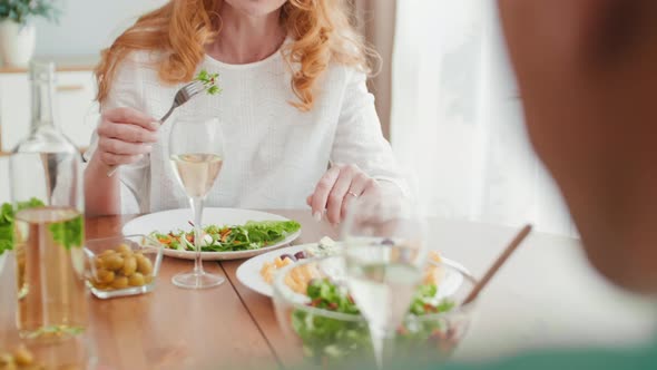 Beautiful Aged Woman Having Dinner with Man alt