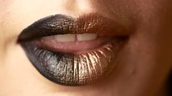 Beautiful and Sexy Female Lips with Expensive Makeup