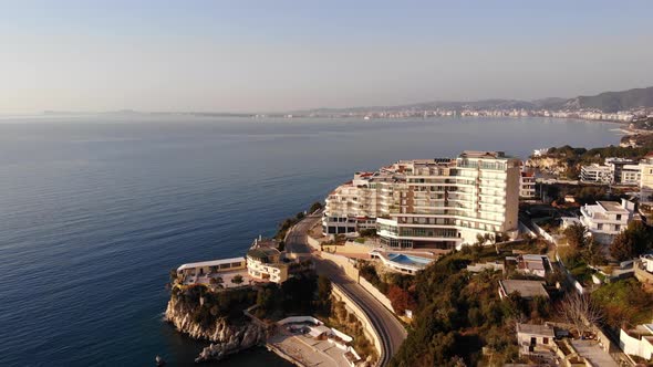 Aerial View of Beautiful Costal Shore in Vlore Albania