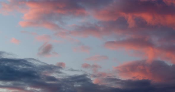 Pink Clouds At Sunset Close Up Timelapse alt