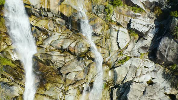 Aerial, A Waterfall In The Middle Of Rain Forest At Davies Creek In Queensland, Australia