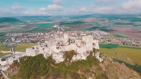 Aerial Drone View on Spis Castle. Slovakia. Ancient Castle, Spissky Hrad. alt