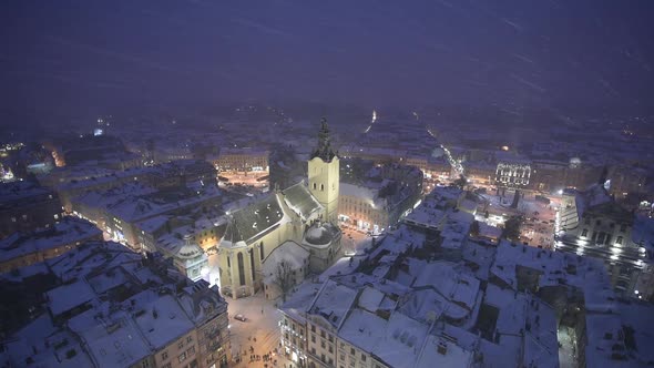 Picturesque Evening View on City Center From Top of Town Hall