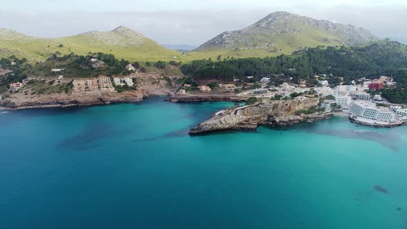 Flight Over Beautiful Seashore at Mallorca