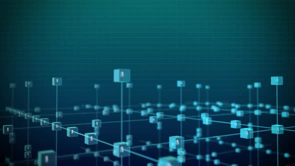 Blockchain technology 3D Background
